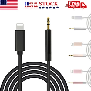 For iPhone 13 12 11 X XS 8 to 3.5mm AUX Audio Car Adapter Cord 3.3ft - 4 Color - Picture 1 of 15