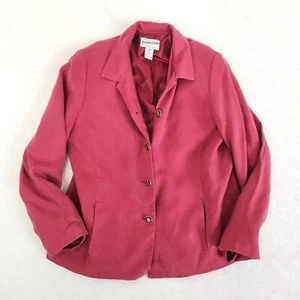 Vtg Pendleton Silk Wool Blazer Women's Size 14 Pink Ruby Buttons Herringbone 90s - Picture 1 of 16