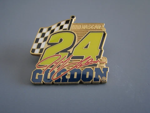 JEFF GORDON #24 SIGNATURE CHECKER FLAG LOGO NASCAR RACING HAT PIN LAPEL PIN Cover
