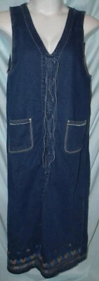 J.L. N.Y. Vestido deportivo azul lavado oscuro Denin cuello en V sin mangas largo talla L Foto 1 de 4