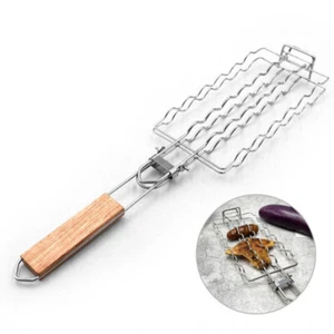 Wood Handle BBQ Sausage Grilling Basket for Safe and Comfortable Grilling - Picture 1 of 12