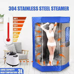 3L Full Size Portable Steam Sauna Personal Home Indoor Spa W/ Remote Fold Chair - Picture 1 of 8