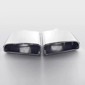 Pair 2.5" inlet Exhaust Tips Polished  304 Stainless Steel Rolled Edge Angle Cut - Picture 1 of 14