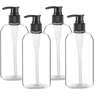 Empty Plastic Pump Bottles Dispenser 4 Pack 16oz/500ml Portable Clear BPA-Fre... - Picture 1 of 3