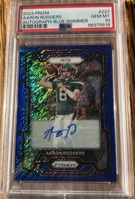 Aaron Rodgers 2023 Prizim Blue Shimmer auto 14/25 - Image 1 of 4