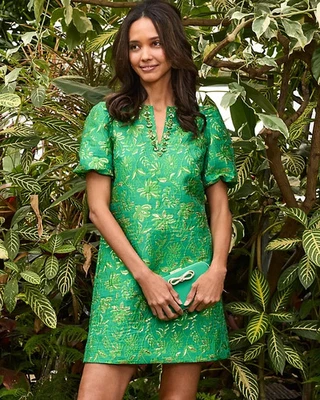 NWT Lilly Pulitzer Jarren Dress Color: Bamboo Green Sunseeker Jacqu, Full Size. - Image 1 of 4