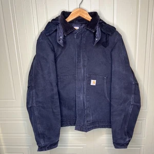 Carhartt Jacket Black Rn14806 Insulated Quilted Lined Detachable Hood Medium - Picture 1 of 13