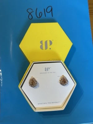 NIB Bomb Party Stud Earrings RBP4966 Inga Earrings Smokey Topaz CZ Rose Gold Pl - Image 1 of 3