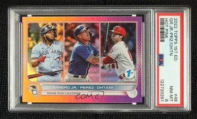 2022 Topps Series 1 1st Edition Hot Pink 5/10 Guerrero Jr Perez Ohtani #48 - Image 1 of 3