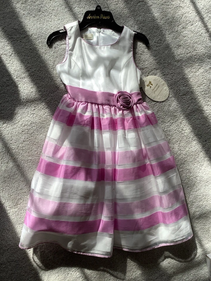 NUEVO CON ETIQUETAS VESTIDO PRINCESA AMERICANA BLANCO Y LAVANDA TALLA 10 Niñas Foto 1 de 3