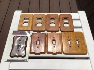 SCHÖNE VINTAGE MASSIVHOLZ Steckdose Schalter Platte Abdeckungen Eiche Nussbaum AMERICAN TACK USA - Bild 1 von 19