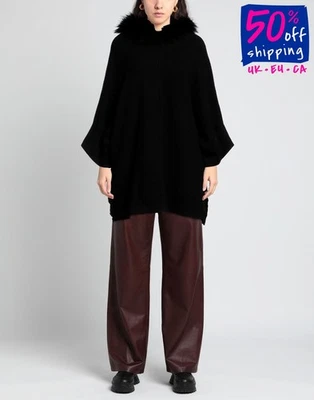 RRP€250 CASHMERE COMPANY Knitted Poncho Size 1 S Cashmere & Wool Blend Hooded - Image 1 of 4