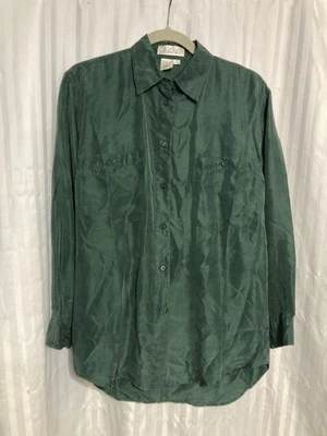 Naked Silk Vintage Emerald Green Long Sleeve Button up 100%Silk Women’s A - Image 1 of 4