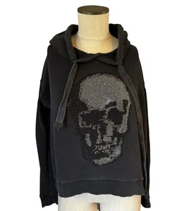 Vintage Havana Women’s Rhinestone Skull Hoodie Black Goth Bling Size S - Picture 1 of 9