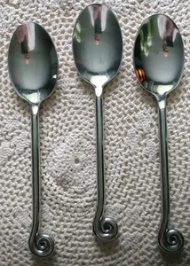 3 Pottery Barn Flatware Coiled Fiddlehead Tablespoon Stainless Used 8 7/16" - Picture 1 of 4