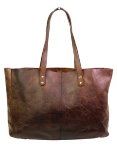 ROOMY KomalC BROWN GENUINE LEATHER TOTE HOBO SHOULDER BAG HANDBAG PURSE - Picture 1 of 15