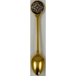 Damascene Gold Geometric Decorative Collector Spoon by Midas of Toledo Spain - Picture 1 of 3