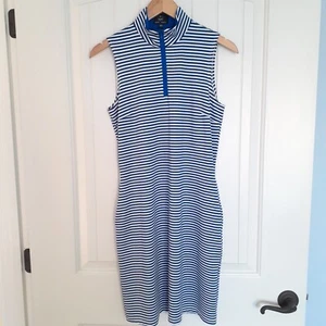Sailor Sailor Sleeveless 1/4 Zip Striped Dress with Pockets Blue White Size XS - Picture 1 of 11