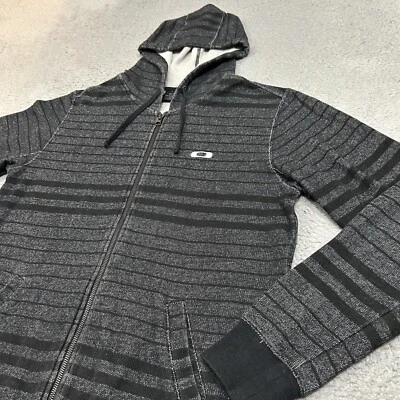 Sudadera con Capucha Oakley Para Hombre Gris Mediana Rayas Cremallera Completa Suéter Y2K Adulto Foto 1 de 4