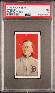 1909-11 T206 Ty Cobb Portrait-Red Polar Bear PSA 1 #82295165