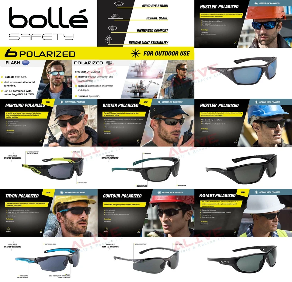Bolle Sunglasses Polarized Sporty Safety Glasses UV protection Anti-glare Lens - Image 1 of 4