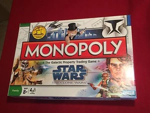 Juego de mesa familiar Star Wars The Clone Wars Monopoly Parker Brothers BONITO 2008 - Imagen 1 de 5
