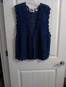 Chaleco Crochet Algodón/Ramie AZUL EXTRA TOUCH TALLA ÚNICA (MUJER PLUS) - Imagen 1 de 8