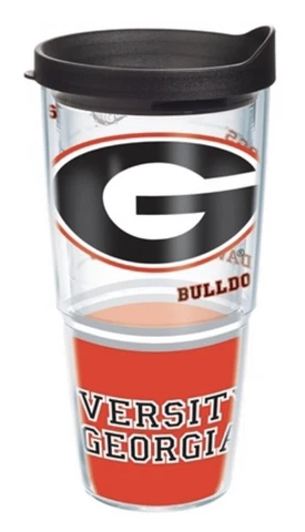 Georgia Bulldogs 24oz Tervis Tumbler with Lid-Made In USA-New Cover