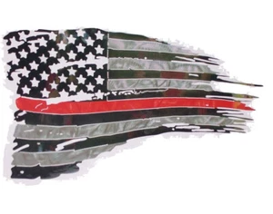 Tattered Ripped Red Line American Flag Decal decals Golf Cart Car Truck Window - Picture 1 of 3