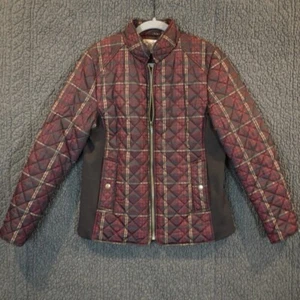 Damen Jacke von Faded Glory (Größe M 8-10) gesteppt burgunder kariert gebraucht - Bild 1 von 6