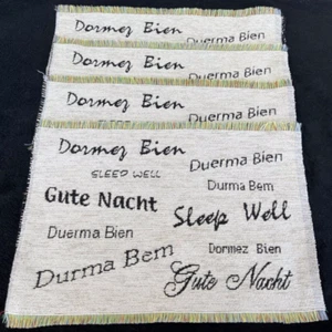 Lot of 4 Sleep Well Good Night German French NEW Tapestry Fabric Pillow Panels - Picture 1 of 2