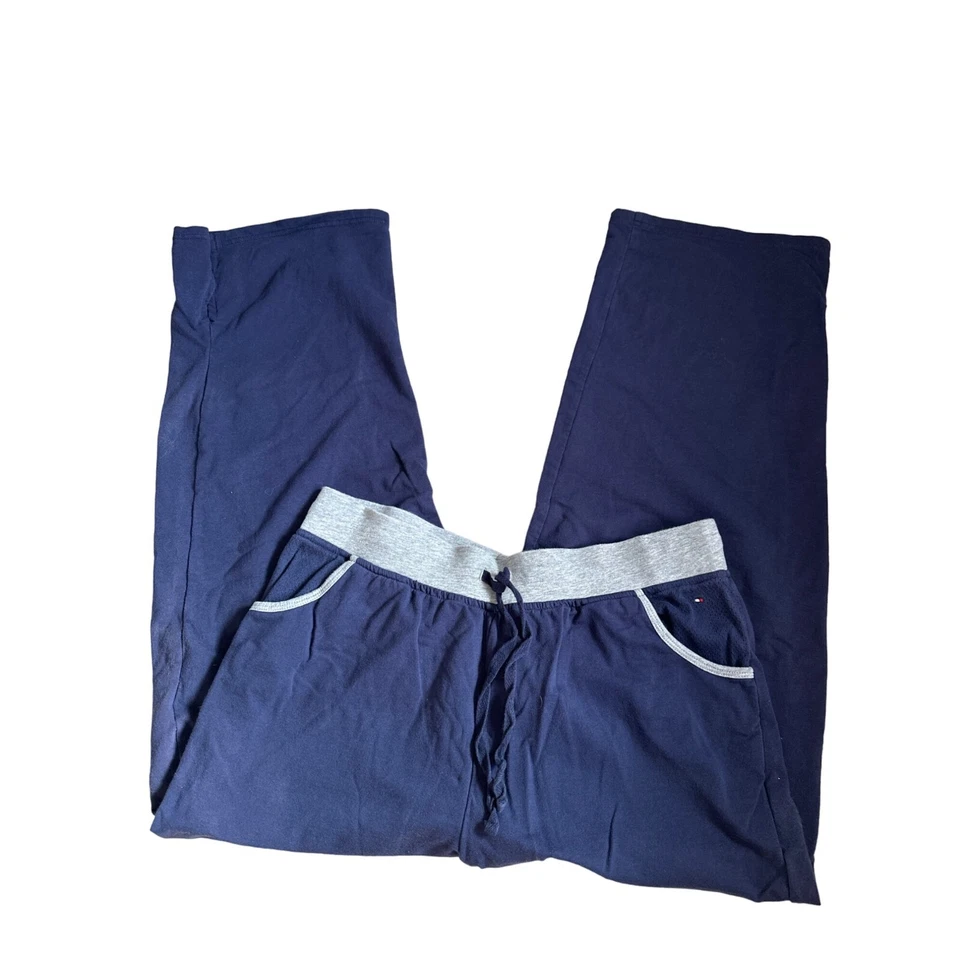 Tommy Hilfiger женщин размер XL синий серый эластичный галстук талии карманы сна брюки - Изображение 1 из 4