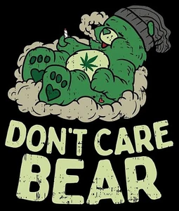 Marijuana Don't Care Bear Iron On Transfer For T-Shirt + Light & Dark Fabrics #6 - Picture 1 of 2