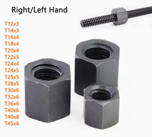 45# Stahl Gewindespindel Sechskantmutter T12-T45 Rechts/Links Trapezgewinde Blei - Picture 1 of 8