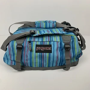 Jansport Seesack blau grün gestreift Reise Sporttasche Weekender Handgepäck - Bild 1 von 12