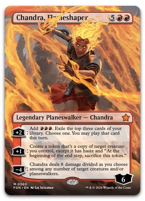 Chandra, Flameshaper (Borderless) #360 (NM) Foundations FDN Magic MTG - Image 1 of 2