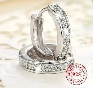 🌺Damen Creolen Ohringe 925Sterling Silber Ohrschmuck mit Zirkon Frau Geschenk🌺 - Bild 1 von 3
