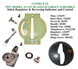 Vintage 1957 Seafoam Green Singer 15-125 FEED REGULATOR, STITCH Length, Reverse - Bild 1 von 9