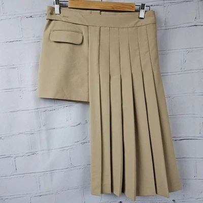 Saia Zara desconstruída plissada cor camelo curta longa plissada feminina XS - Imagem 1 de 4