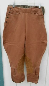 VINTAGE WOMEN'S 1950'S WOOL/LEATHER BLEND BROWN KNICKER PANTS SZ 26" W X  25" L  - Picture 1 of 6