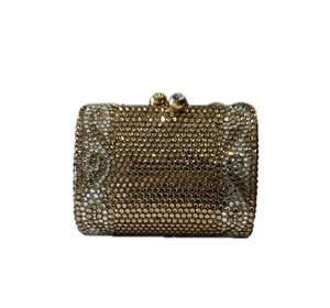 Bolso de mano de fiesta adornado con cristal marrón - Imagen 1 de 5