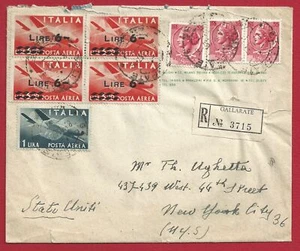 1957 ITALIA, Posta Aerea 126 + 135 (4) + n. 771 (3) su lettera per New York - Picture 1 of 1