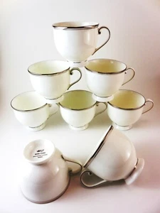 MIKASA Platinum Tea Cups Mikasa Bone China  Set of 8 Model AK08 Gothic - Picture 1 of 11
