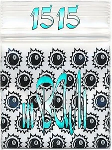 100 PACK BLACK ON CLEAR 8-BALLS 1515 Apple Zip Baggies 1.5X1.5" Mini - Picture 1 of 11