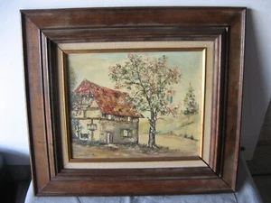 Huile sur toile encadrée signée Leinenweber M. décor maison alsacienne - Imagen 1 de 14