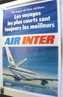 AFFICHE ANCIENNE AIR INTER FRANCE DASSAULT MERCURE 1973 1980 avion aviation 