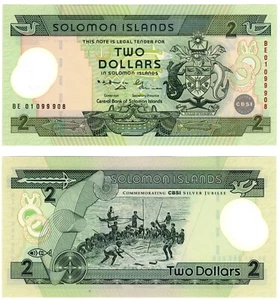 2001 Solomon Islands 2 Dollars Banknote UNC P23 Polymer commemorative - Picture 1 of 1