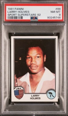 1981 Panini Sport Superstars #66 Larry Holmes Rookie Card RC PSA 8 NM-MT POP 9 - Image 1 of 2