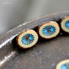 17mm Crystal//Blue Table Cut Oval Bead 2 Pcs #UPG225