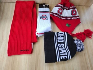 Ohio State Buckeyes Lot 2 Beanies, 1 Scarf, 1 Pair Of Socks Stains On 1 Beanie - Picture 1 of 8